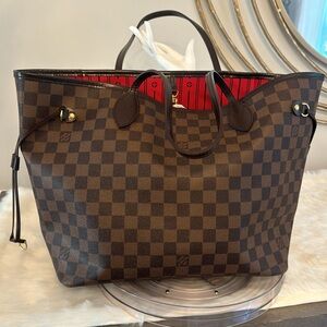 Louis Vuitton Neverfull Damier MM Brown/Cherry EUC 💯Authentic